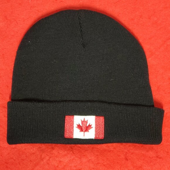 New CANADA BEANIE CAP - Black & Red W/Deluxe Heavy Stitched Embroidery - Unisex - Picture 2 of 6